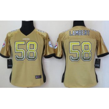 Nike Pittsburgh Steelers #58 Jack Lambert Drift Fashion Yellow Womens Jersey