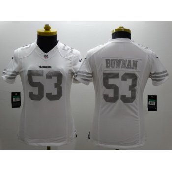 Nike San Francisco 49ers #53 NaVorro Bowman Platinum White Womens Limited Jersey