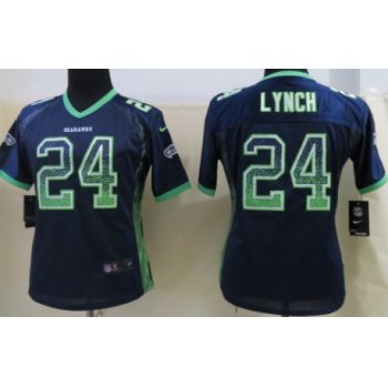 Nike Seattle Seahawks #24 Marshawn Lynch Drift Fashion Blue Womens Jersey