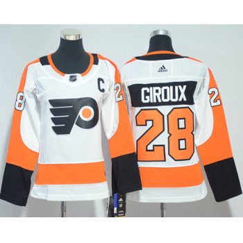 Adidas Flyers #28 Claude Giroux White Road Authentic Women's Stitched NHL Jersey