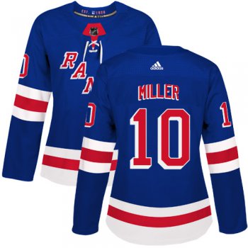 Adidas New York Rangers #10 J.T. Miller Royal Blue Home Authentic Women's Stitched NHL Jersey