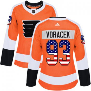 Adidas Philadelphia Flyers #93 Jakub Voracek Orange Home Authentic USA Flag Women's Stitched NHL Jersey
