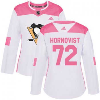 Adidas Pittsburgh Penguins #72 Patric Hornqvist White Pink Authentic Fashion Women's Stitched NHL Jersey