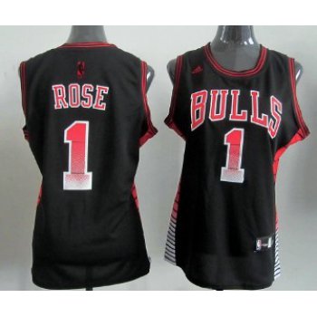 Chicago Bulls #1 Derrick Rose Vibe Black Fashion Womens Jersey