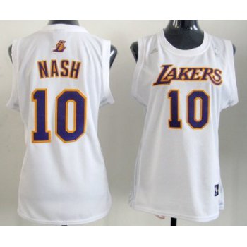 Los Angeles Lakers #10 Steve Nash White Womens Jersey