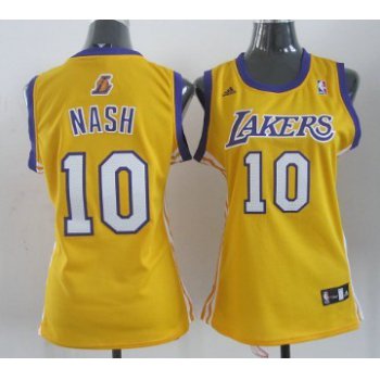 Los Angeles Lakers #10 Steve Nash Yellow Womens Jersey