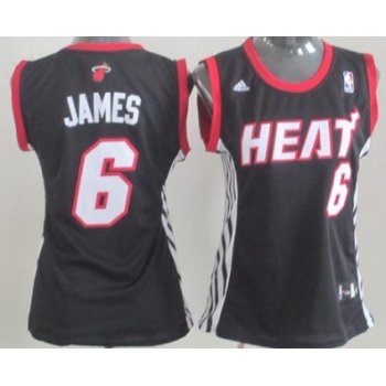 Miami Heat #6 LeBron James Black Womens Jersey