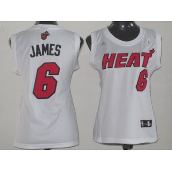 Miami Heat #6 LeBron James White Womens Jersey