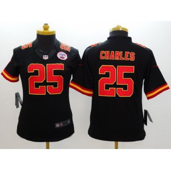 Nike Kansas City Chiefs #25 Jamaal Charles Black Limited Womens Jersey