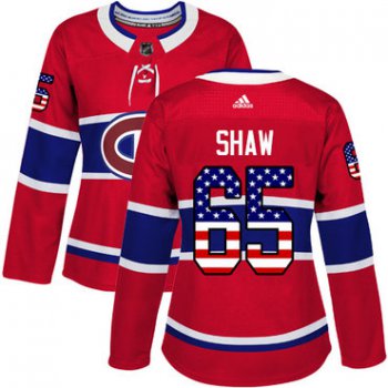 Adidas Montreal Canadiens #65 Andrew Shaw Red Home Authentic USA Flag Women's Stitched NHL Jersey