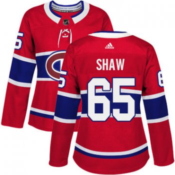Adidas Montreal Canadiens #65 Andrew Shaw Red Home Authentic Women's Stitched NHL Jersey