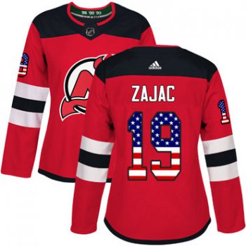 Adidas New Jersey Devils #19 Travis Zajac Red Home Authentic USA Flag Women's Stitched NHL Jersey