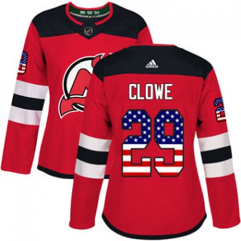 Adidas New Jersey Devils #29 Ryane Clowe Red Home Authentic USA Flag Women's Stitched NHL Jersey