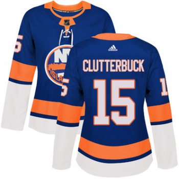 Adidas New York Islanders #15 Cal Clutterbuck Royal Blue Home Authentic Women's Stitched NHL Jersey