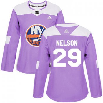 Adidas New York Islanders #29 Brock Nelson Purple Authentic Fights Cancer Women's Stitched NHL Jersey