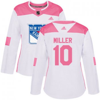 Adidas New York Rangers #10 J.T. Miller White Pink Authentic Fashion Women's Stitched NHL Jersey