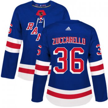Adidas New York Rangers #36 Mats Zuccarello Royal Blue Home Authentic Women's Stitched NHL Jersey