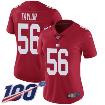 Nike Giants #56 Lawrence Taylor Red Alternate Women's Stitched NFL 100th Season Vapor Limited Jersey