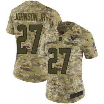 Nike Texans #27 Duke Johnson Jr Camo Women's Stitched NFL Limited 2018 Salute to Service Jersey