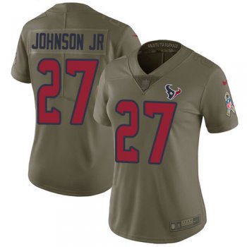 Nike Texans #27 Duke Johnson Jr Olive Women's Stitched NFL Limited 2017 Salute to Service Jersey
