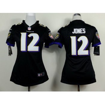 Nike Baltimore Ravens #12 Jacoby Jones 2013 Black Game Womens Jersey