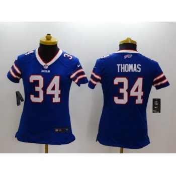 Nike Buffalo Bills #34 Thurman Thomas Light Blue Limited Womens Jersey