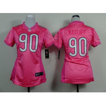 Nike Chicago Bears #90 Jeremiah Ratliff Pink Love Womens Jersey