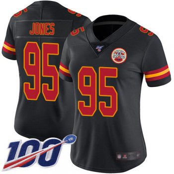 Nike Chiefs #95 Chris Jones Black Women's Stitched NFL Limited Rush 100th Season Jersey
