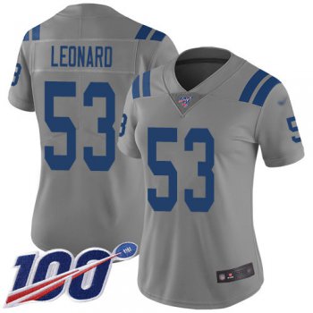 Nike Colts #53 Darius Leonard Gray Women's Stitched NFL Limited Inverted Legend 100th Season Jersey