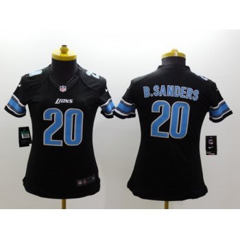 Nike Detroit Lions #20 Barry Sanders Black Limited Womens Jersey