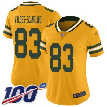 Nike Packers #83 Marquez Valdes-Scantling Gold Women's Stitched NFL Limited Inverted Legend 100th Season Jersey
