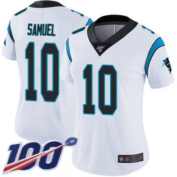 Nike Panthers #10 Curtis Samuel White Women's Stitched NFL 100th Season Vapor Limited Jersey