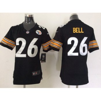Nike Pittsburgh Steelers #26 LeVeon Bell Black Game Womens Jersey