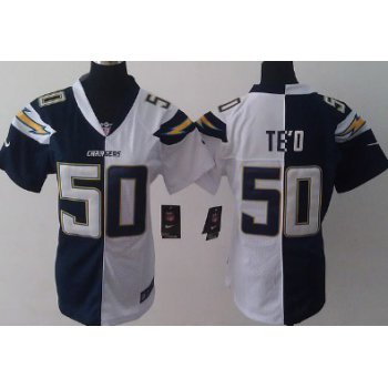 Nike San Diego Chargers #50 Manti Te'o Navy Blue/White Two Tone Womens Jersey