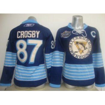 Pittsburgh Penguins #87 Crosby Navy Blue Third Womens Jersey