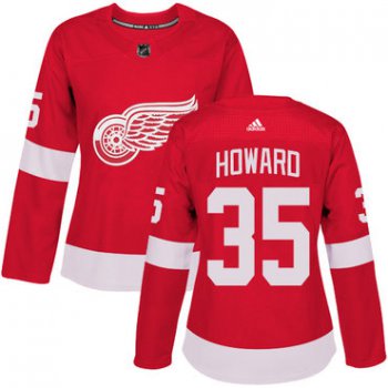 Adidas Detroit Red Wings #35 Jimmy Howard Red Home Authentic Women's Stitched NHL Jersey