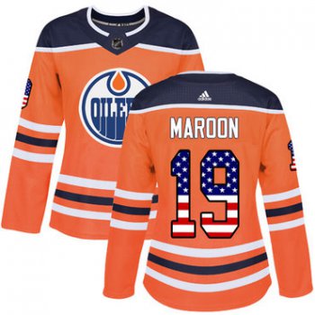 Adidas Edmonton Oilers #19 Patrick Maroon Orange Home Authentic USA Flag Women's Stitched NHL Jersey
