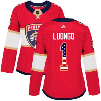 Adidas Florida Panthers #1 Roberto Luongo Red Home Authentic USA Flag Women's Stitched NHL Jersey