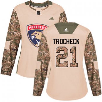 Adidas Florida Panthers #21 Vincent Trocheck Camo Authentic 2017 Veterans Day Women's Stitched NHL Jersey