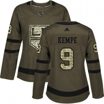Adidas Los Angeles Kings #9 Adrian Kempe Green Salute to Service Women's Stitched NHL Jersey