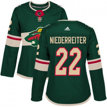 Adidas Minnesota Wild #22 Nino Niederreiter Green Home Authentic Women's Stitched NHL Jersey
