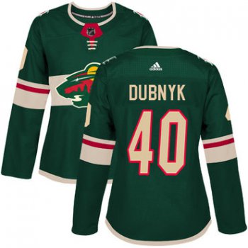 Adidas Minnesota Wild #40 Devan Dubnyk Green Home Authentic Women's Stitched NHL Jersey