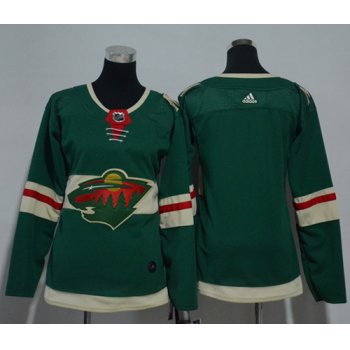 Adidas Minnesota Wild Blank Green Home Authentic Women's Stitched NHL Jersey