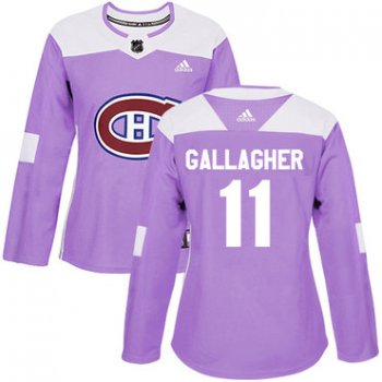 Adidas Montreal Canadiens #11 Brendan Gallagher Purple Authentic Fights Cancer Women's Stitched NHL Jersey