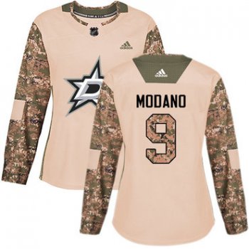 Adidas Dallas Stars #9 Mike Modano Camo Authentic 2017 Veterans Day Women's Stitched NHL Jersey