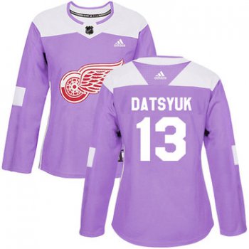 Adidas Detroit Red Wings #13 Pavel Datsyuk Purple Authentic Fights Cancer Women's Stitched NHL Jersey