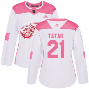 Adidas Detroit Red Wings #21 Tomas Tatar White Pink Authentic Fashion Women's Stitched NHL Jersey