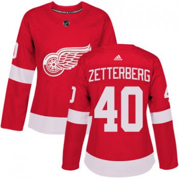 Adidas Detroit Red Wings #40 Henrik Zetterberg Red Home Authentic Women's Stitched NHL Jersey