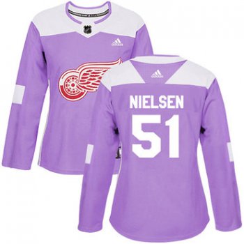 Adidas Detroit Red Wings #51 Frans Nielsen Purple Authentic Fights Cancer Women's Stitched NHL Jersey