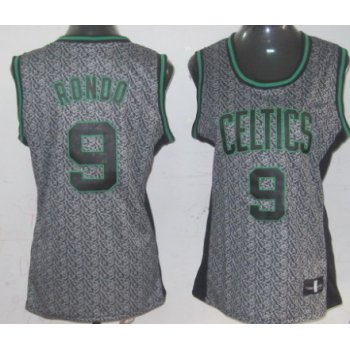 Boston Celtics #9 Rajon Rondo Gray Static Fashion Womens Jersey